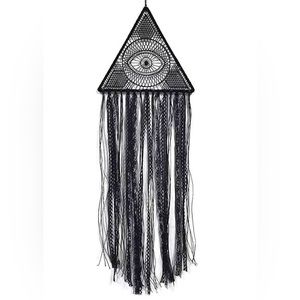 🖤🧿🪬Black Boho Dream Catcher Handmade Crochet, 8.26x26.8 inch Evil Eye Design